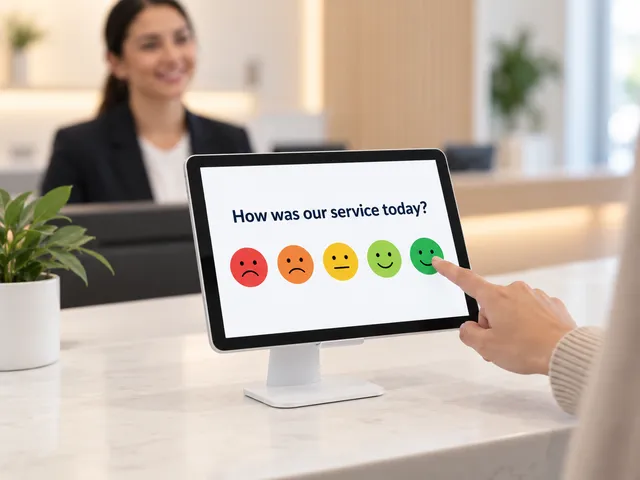 Customer rating service on a feedback tablet